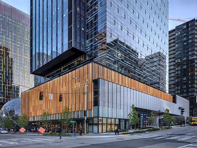 Seeing them from a Distance: Coloured Glass Fins at Amazon’s Seattle Campus