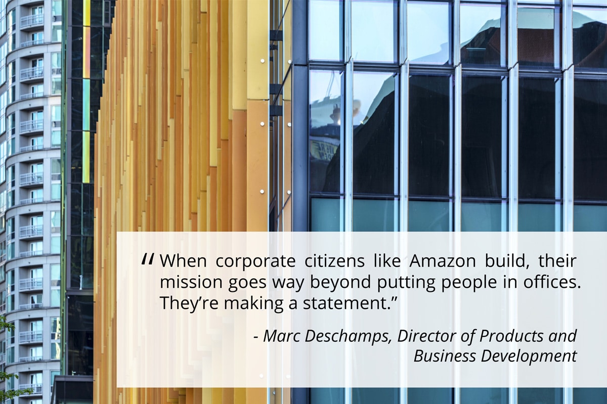 Amazon Campus with acid-etched Starphire® glass