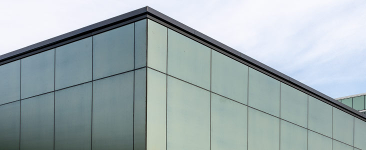 Closeup of Satinlite glass assembly at the Terrebonne Police Headquarters